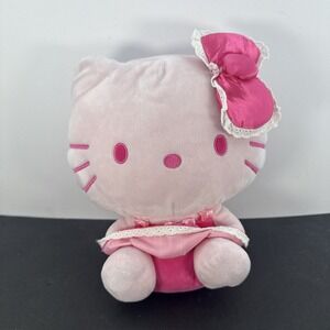 Sanrio Hello Kitty Large 12" Plush Doll Pink Dress And Bow  Stuffed Animal